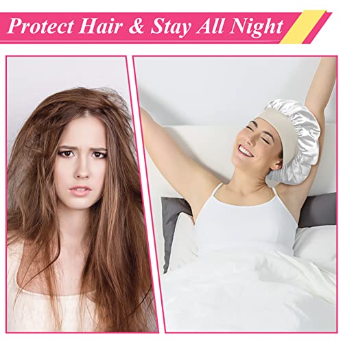 4pcs Satin Bonnet Silk Bonnet for Curly Hair Hair Bonnet Silk Hair Wrap for Sleeping Night Sleep Cap for Women (Gold, Silver - Image 4