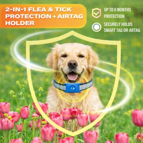 Image of FurLife Flea & Tick Protection Pet Tag - Waterproof Collar Pendant for Dogs & Cats | Safe & Lightweight for All Breeds - (Blue)