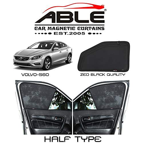 Able Zed Black Half Car Sun Shade Curtains for Volvo S60 Set of 6