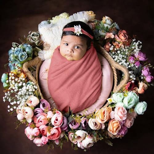 Babymoon New Born Baby Wraps with Hairband Photography Photoshoot Props Costume Swaddle