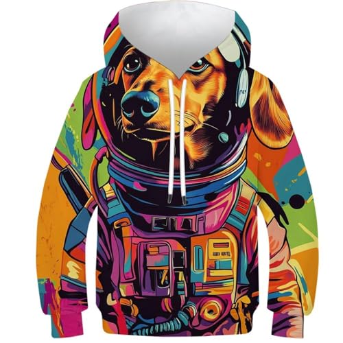 Sweat-shirt à capuche enfant teckel astronaute idéal pour le collège