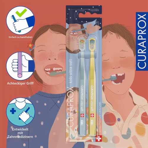 Curaprox Kids 32 Teeth Edition Duo, Hellblau/Gelb, Swiss Made – Ansicht 4