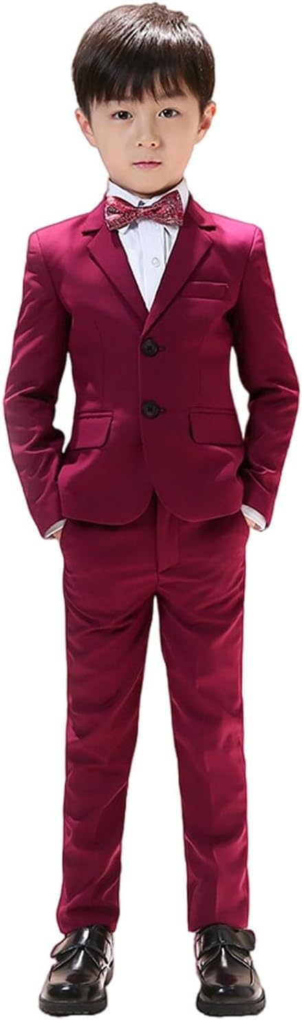 Kromoc Boys' Single Breasted Suit Notch Lapel Formal Prom Party Three Piece Tuxedos