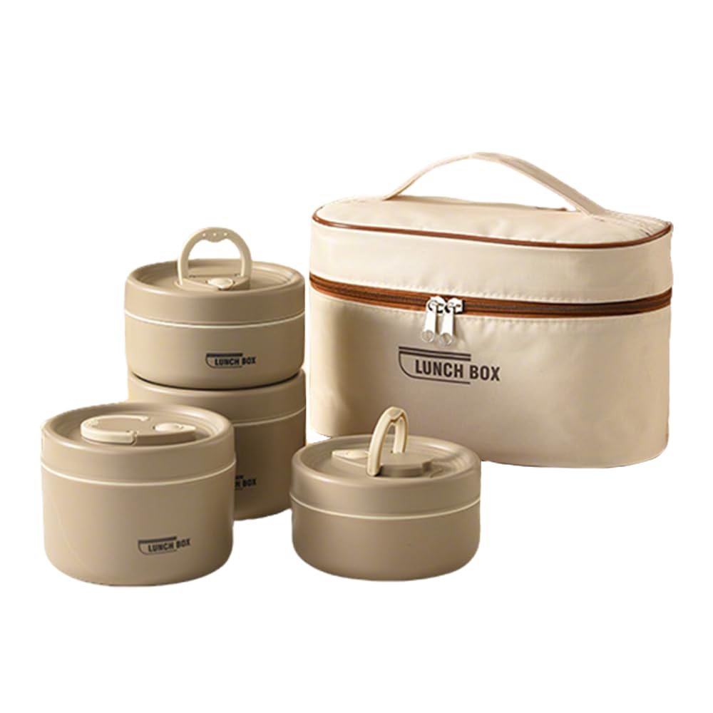 Portable Insulated Lunch Container Set 2 3 4 Stackable Individual Stainless Steel Lunchboxes with Insulated Bag Suitable for