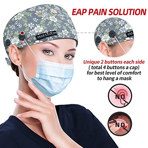Image of ABAMERICA Working Caps with Button and Sweatband, Adjustable Working Hats for Women Men, One Size(Tie Back or Toggle)