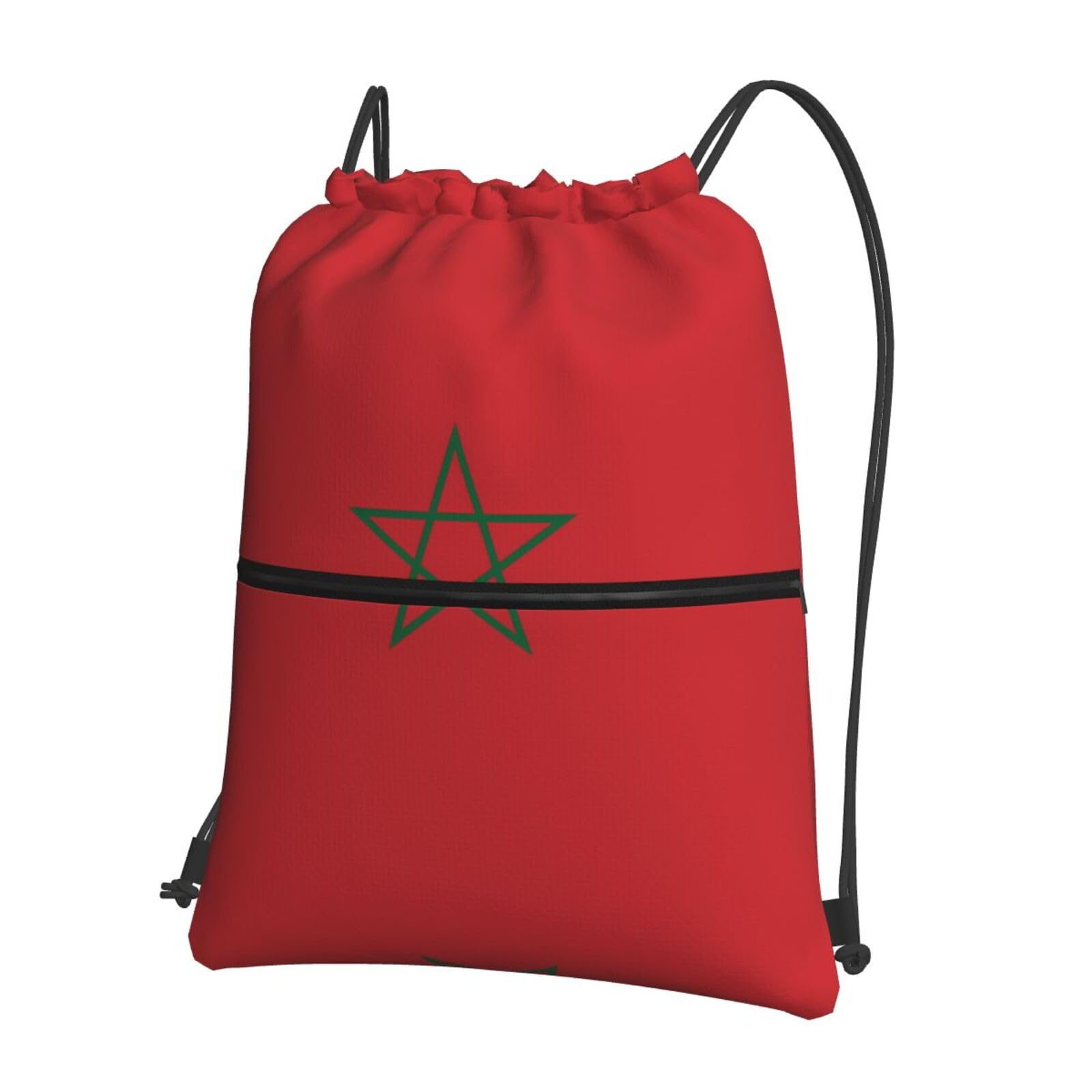 Men's and women's Flag of Morocco prints drawstring backpacks, sports and fitness outdoor bags, waterproof and durable