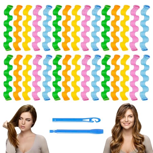 TayBong Rizadores Sin Calor, 30 Piezas para Rizos y Ondas en Pelo Largo con Ganchos, Rizador Pelo Sin Calor para Mujeres y Niñas