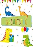 geburtstagskarten kindergarten basteln Geburtstagskarte für Kinder Basic Classic- Dinos- 11,6 x 16,6cm