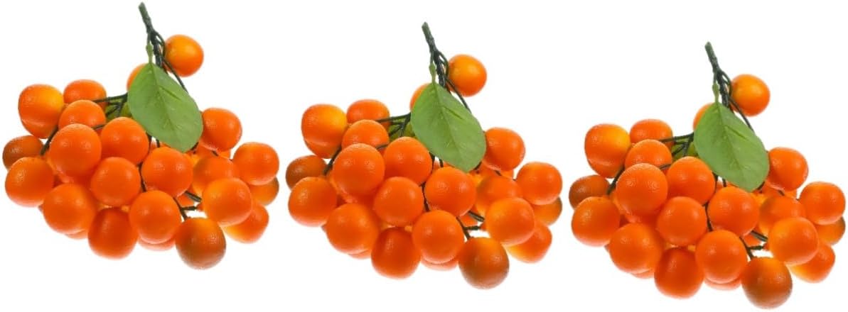 Alipis 3pcs Artificial Fruit String Lifelike Orange Branch Decoration for Home Shop Safe Material Compact for Cabinet Dessert Display Realistic Fruit Props