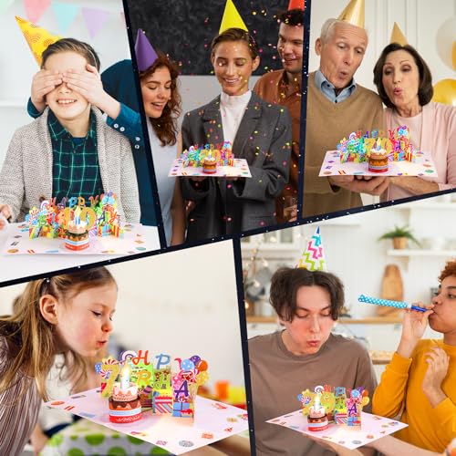 Image of Gumry 3rd Pop-Up Musical Birthday Card with Blowable LED Candle for Kids