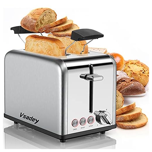 Tostadora Pan 815W, Tostadoras de Acero Inoxidable con Estante Calentado, 2 Ranuras, 6 Niveles de Dorado, Bandeja de Migas Extraíble, DESCONGELAR/ RECALENTAR/ CANCELAR Función