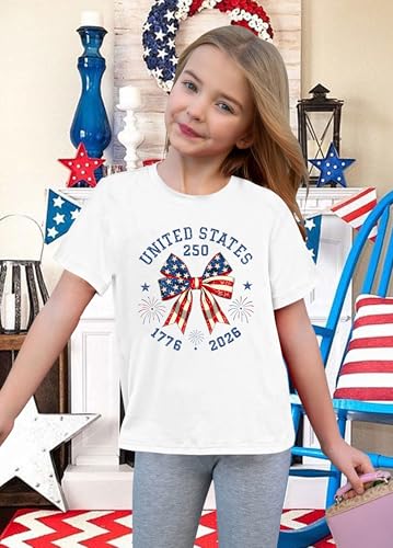Image of CAZYCHILD Kids 250 Anniversary USA Shirts 250 Year American Flag Tshirt Boys and Girls Happy 250th Tee 4th of July Tops
