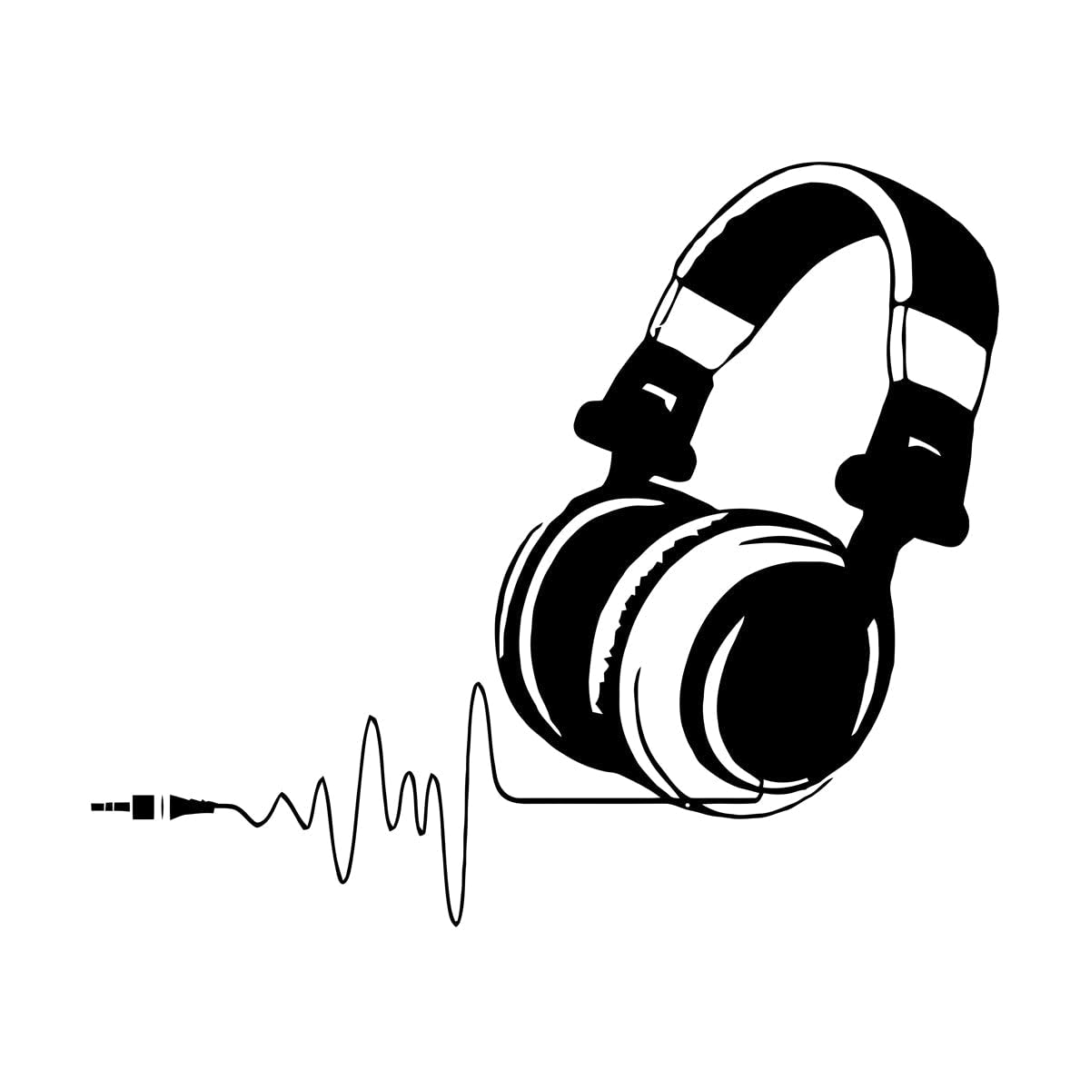 Lzhouting Wall Stickers 0285 Hot Vinyl Wall Decals Dj Headphones Audio Music Pulse Decal Art Mural Home Decoration Removable Wall Sticker For Music Small - 57X65cm