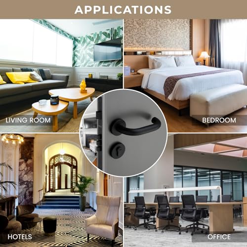 Image of LAPO Mortise Door Lock for Home Main Door & Bedroom with Handle - Left-Right Fit 30-50mm Door Home Office Hotel - Heavy-Duty 70mm Cylinder - 50x85mm Body - 3 Brass Keys |Black Finish | CMH-6T
