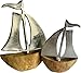 khevga Maritime Deko Segelboot 2er Set aus Mangoholz & Metall | Rustikale Deko f&uuml;r Wohnzimmer & Badezimmer | 10x14 & 13x18 cm