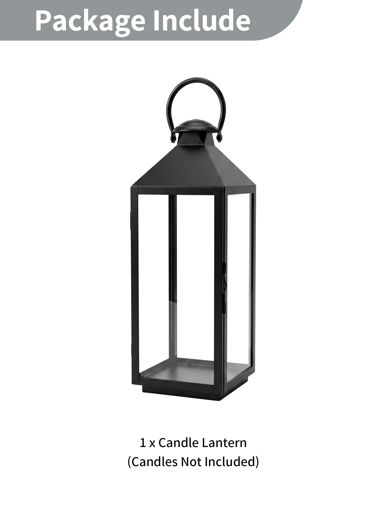 NUPTIO Grande Lanterne Lanternes D'extérieur: 48cm de Haut Lanterne de Jardin Lanterne D'extérieur Lanterne Décorative XXL Résistante Aux Intempéries Métal Noir avec Verre Lanterne Funéraire Colonne