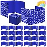 Blue 24-Pack Desk Dividers for Students, Waterproof Plastic Study Carrel Divider, Durable Testing Dividers for Classroom Teacher Supplies, Easy to Clean Privacy Shield Folder Boards for Student Desk