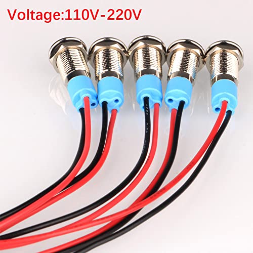Gebildet 5Pcs 8Mm 110V-220Vac Led Metal Indicator Light Waterproof Signal Lamp (Green/Orange/Red/Blue/White 5Pcs) #TOP2