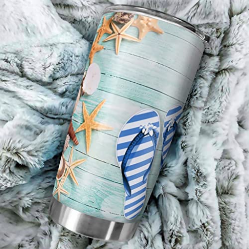Taza térmica de acero inoxidable con diseño de estrella de mar de 20 onzas, de doble pared, aislada al vacío, taza de… - Imagen 6