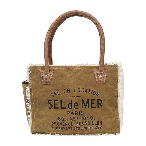 Shy Shy Bags Sel De Mer Upcycled Canvas & Cowhide Hand Tote Bag - Radiant Leather (Khaki)