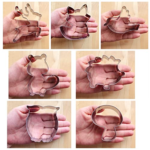 Woodland Cookie Cutter Set-3 Inches-7 Piece-Fox, Owl, Deer, Bird, Hedgehog, Squirrel, Mushroom, Forest Animal Cookie Cutters Molds For Kids Birthday Party Woodland Baby Shower #TOP3