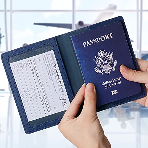 Tigari Passport Holder Passport Wallet, Passport And Vaccine Card Holder Combo, Slim Travel Accessories Travel Bag For Women Men, Leather Passport Cover Protector With Waterproof Vaccine Card Slot #TOP4