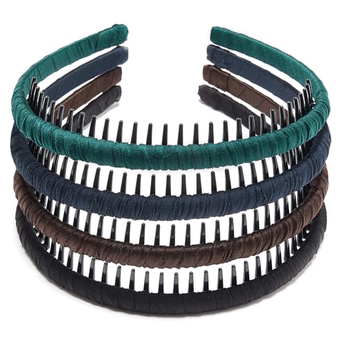 STHUAHE 4PC Multicolor Protection Resin Teeth Comb Hair Hoop