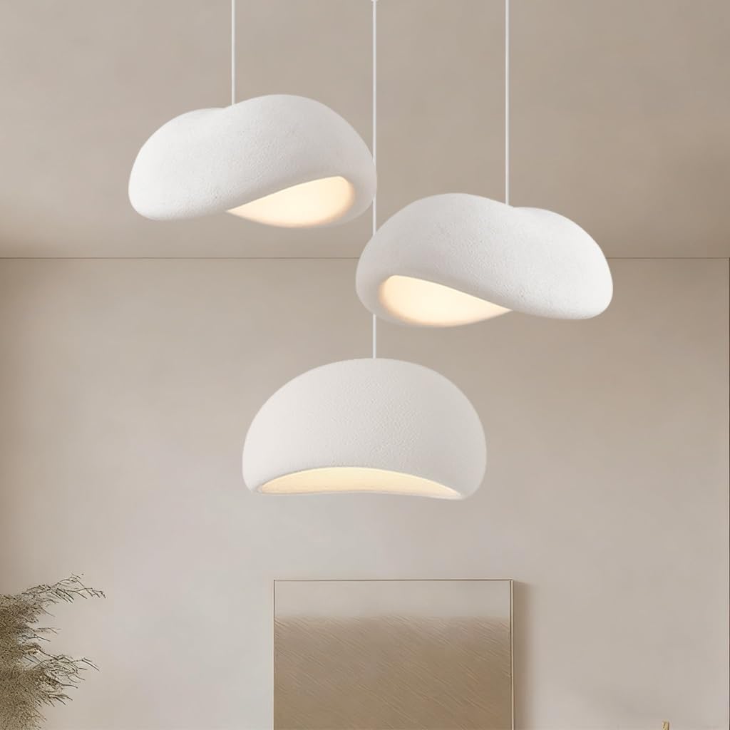 PANNN E27 Triple-Light Pendant Lamp Creative Wabi-Sabi Pendant Light Japanese-Style Bird's Nest Lampshade Modern Dining Table Lamp Suitable for Bedroom Living Room Dining Room Decorative Lighting(A1)