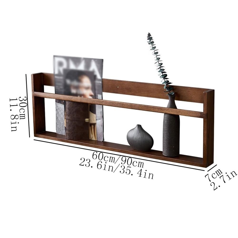 Gablota wystawowa Prostokątny regał montowany na ścianie, z drewnianymi ozdobnymi półkami książki, do stojaka wystawowego Office Home Organizer(L60xW7xH30 cm)