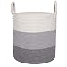 Woven Cotton Rope Storage Basket, Baby Laundry Hamper Storage Bin Baskets with Handle for Organize Toys, Blanket, Diaper or Home Decor
