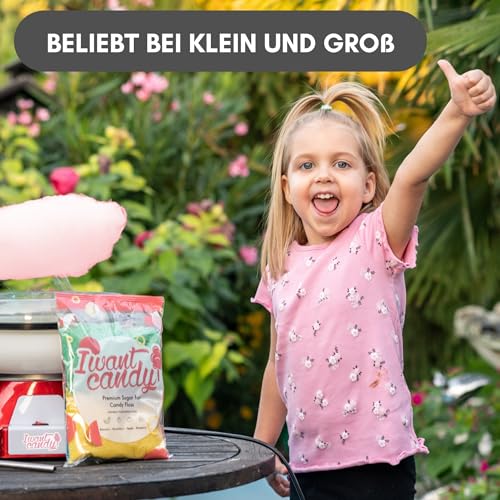 Partyset 6 x 250 Gramm Zuckerwatte Zucker für Zuckerwattemaschine Inklusive 100 Zuckerwattestäbe – Bild 3