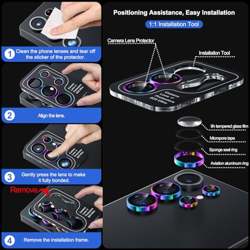 Image of WSKEN for Samsung Galaxy S25 Ultra Camera Lens Protector - Ultra Thin | Case Friendly, 9H Shatterproof Tempered Glass, Anti Scratch Metal Circle, Camera Screen Protector Cover Accessories, Colorful