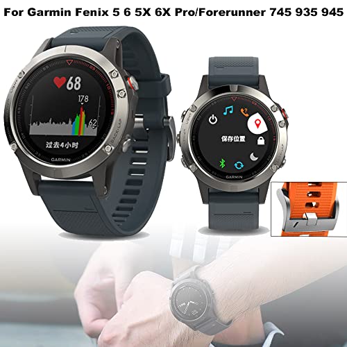 Correa para Garmin Fenix 5X 6X Pro Forerunner 945 Quatix 5 de silicona 2