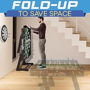 SereneLife Full Size Foosball Table, 48" Foose Ball Set with 2 Mini Footballs, Score Keeper, Solid and Sturdy Legs, Soccer Table for Home, Family, Kids, Adults - Foldable or Standard SereneLife Full Size Foosball Table 48 Foose Ball Set with 2 Mini Footballs Score Keeper Solid and Sturdy Legs Soccer Table for Home Family Kids Adults Foldable or Standard