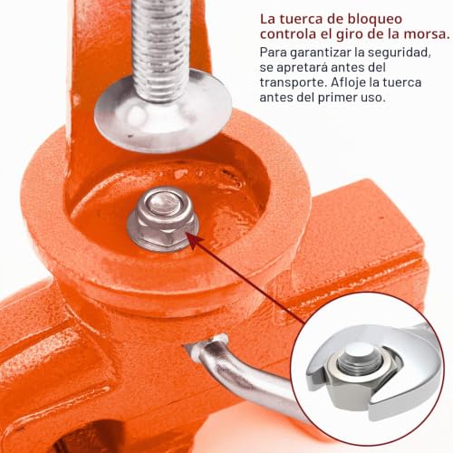 Miniatura 3 de Nuovoware Tornillo De Banco De Trabajo, 70mm Tornillo De Sujeción Pesada Universal De Precisión Con 360 Base Giratoria, Abrazadera De Banco Para Carpintería Metalurgia Conducto De Corte - Naranja