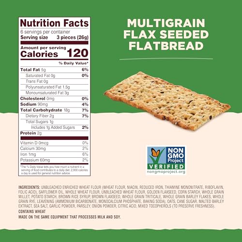 Back To Nature 1000022817 Multigrain Flax Seeded Flatbread Crackers - Dairy Free, Non-Gmo, Made With Wheat Flour & Whole Grains thumb #4