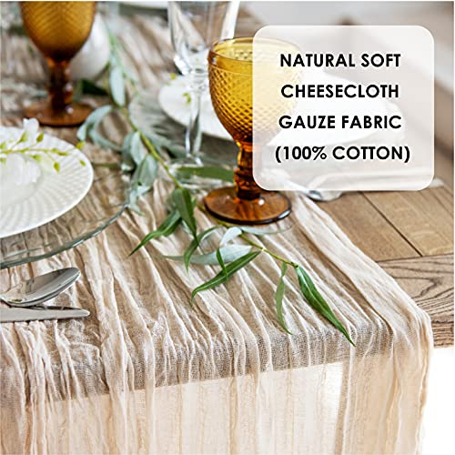 Gauze Table Runner Bulk Ivory Nude Cheesecloth Table Runner - Table Cloth For Wedding Decor - Rustic Table Runner 142 In Long - Boho Chick Rustic Wedding Table Decor - Long Table Runner For Wedding #TOP3