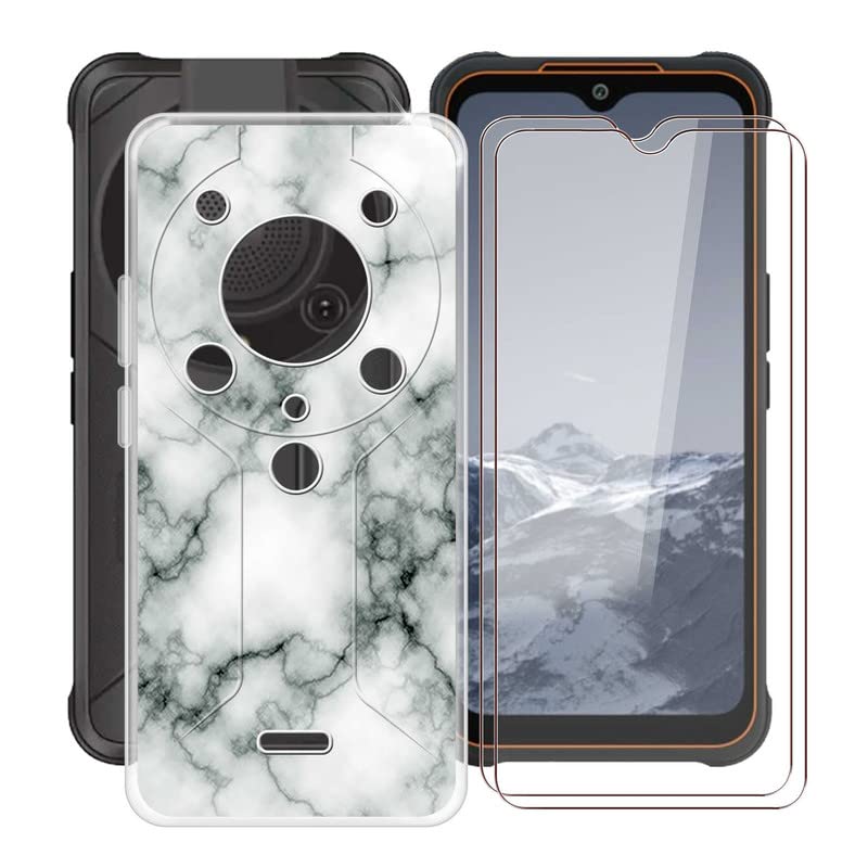 HGJTF Phone Case for AGM Glory G1 Pro (6.53") with 2 X Tempered Glass, Ultra-Thin Silicone Shockproof Clear Soft TPU Bumper Shell + Protective Film