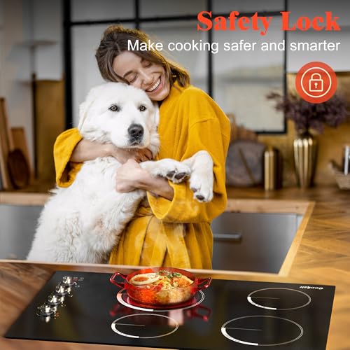 Image of 29.13 Inch Electric Cooktop(Cut-out Size: 29.13 inchx19.3 inch) - 30 Inch 4 Burner Built-in Ceramic Stove 6700W, 240V Electric Cooktop 30 inch Knob Control, Child Lock, Timer, 220V Hard Wired (No Plug)