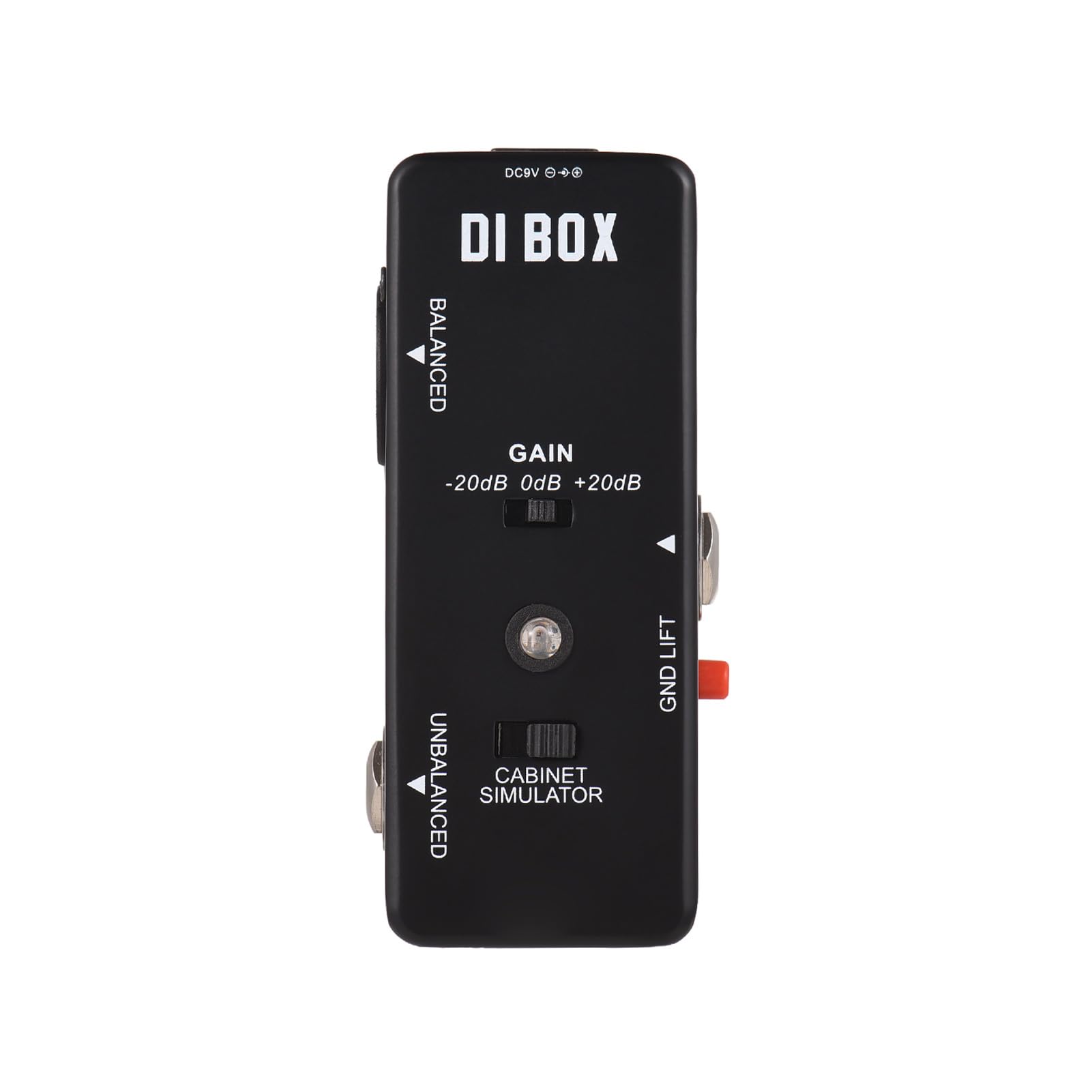 Pedale per Chitarra DI Box, Mini Pedale per Effetti a Distorsione Ultra Bassa, Simulatore DI Cabinet con Interruttore DI Guadagno, Ideale per Chitarra Elettrica e Basso, Uscita Sbilanciata