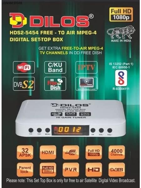 Eboxi DILOS HD-5454 Mpeg-4 Free to Air Set-Top-Box DD Free to AIR Channel Life TIME