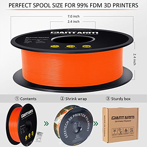 Image of GIANTARM Orange PETG 3D Printer Filament Toughness Enhanced 1kg (2.2lbs), 1.75mm Dimensional Accuracy + /-0.03mm, 1080 Feet（330m /Roll, Vacuum Package, Fit for Most 3D FDM Printer