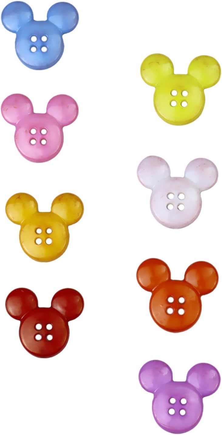 100 Pcs Mouse Head Ear Button Themed Sewing Buttons with 4 Holes for Cruise Line Enthusiasts