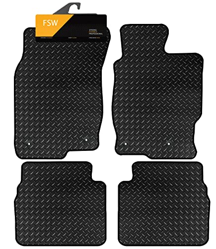 Image of FSW Tailored Car Mats Fits Mazda 6 2007-2012, 3mm Rubber, Black, 4 Clips