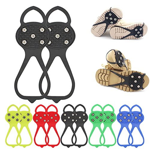 Universal Non-Slip Gripper Spikes, 2026 Upgrade Universal Gripper Spikes Non Slip Shoe Grips, Traction Cleats Ice Snow Grips Anti Slip Silicone for Hiking Walking Climbing Fishing（Black, Adult）
