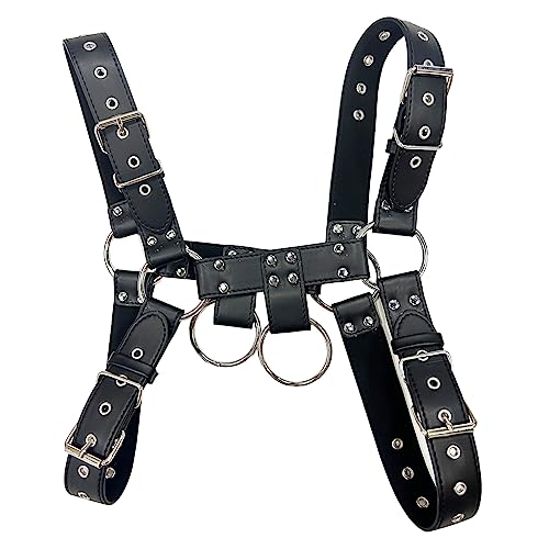 Body gothique homme en similicuir noir pour soirée à thème