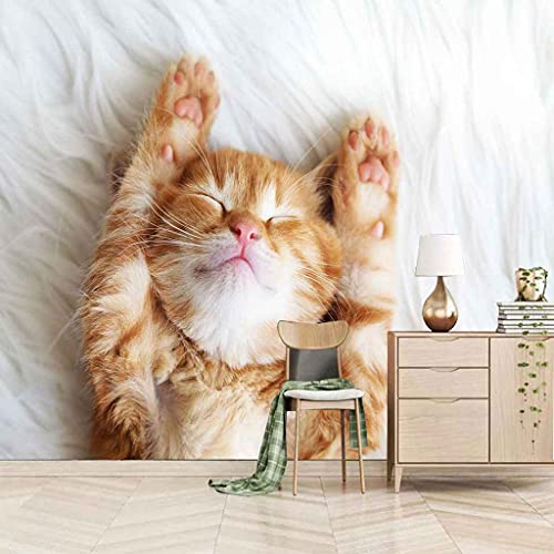Art Mural Moderne Papier Peint Chat Jaune Impression HD 200x140 cm
