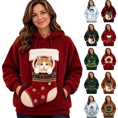 KWVOEBQ Oversized Sweatshirt for Women b-Pink S Zip Up Cat Dog Carrier - image 1
