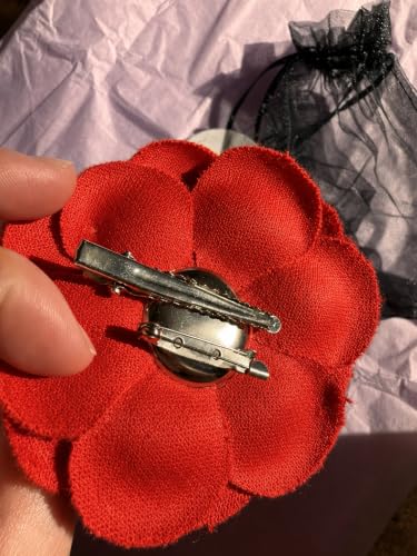 Image of Vintage Style Elegant Camellia Fabric Flower Brooch Pin Scarf Bridal Dress Wedding Accessories Jewelry Gift