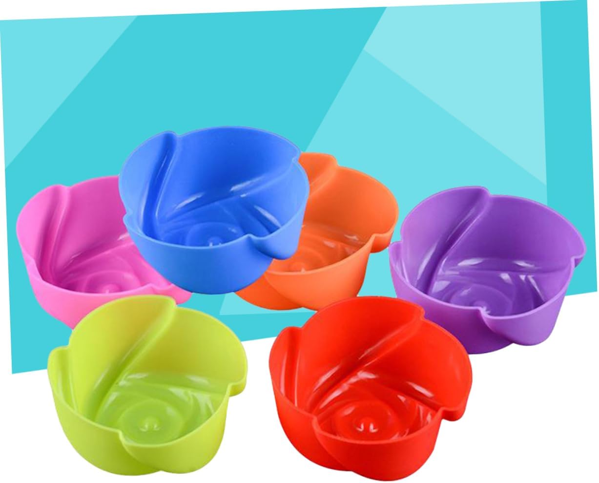 Baking Mold,Cake Pans 12 Pcs Silicone Rose Muffin Cup Mould Versatile Baking Mold for Pudding Jelly Chocolate & Sugar Crafts Random Color
